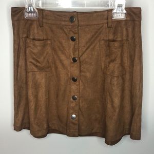 Brown Boutique Button-Up Skirt